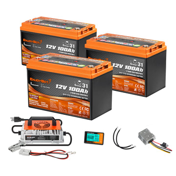 36v 100ah Bluetooth Lithium Golf Cart Battery Kit - 3 batteries